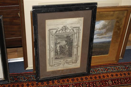 A group of assorted pictures including Bartolozzi after Mortimer, The Death of Sir Philip Sydney, 1815, 39 x 40cm